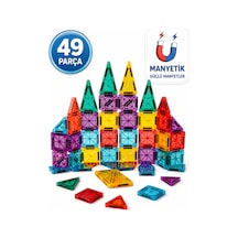 Manyetik Yapı Blokları 49 Parça Eğitici Zeka Oyunu Metal Kutulu Seyahat Oyuncağı Stem