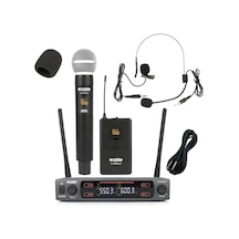Lastvoice Lv-502EY UHF Dijital 2x24 Kanal Çiftli EL Yaka Headset Telsiz Kablosuz Mikrofon