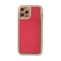 Newface - 924 - İphone 12 Pro Kılıf Solo Taşlı Silikon - Edntrend - - Pembe