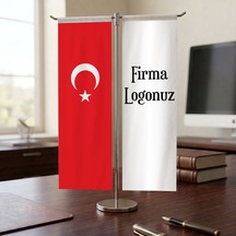 Kişiye Özel Logonuz Ve Türk Bayrağı Kırlangıç T Tipi Masa Bayrak Takımı Diğer