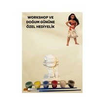 3d Mohana Figür Boyama Seti - Kendin Boya Hobi Ve Etkinlik Seti - Akrilik Boya + 2 Fırça