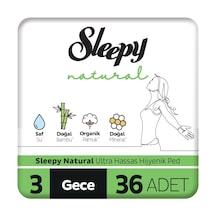 Sleepy Natural Ultra Hassas Hijyenik Ped Gece 36 Adet Ped