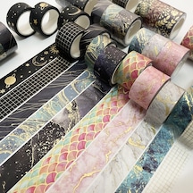 Cbtx 3 Rulo / Set 8958 5m Kağıt Bronzlaştırıcı Cüzdan Bant Seti Kırık Yaprak Desenli