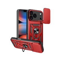 Newface Apple İphone 17 Pro Pars Lens Yüzüklü Silikon - Kırmızı