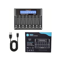 Xuweiwei Powerkan 8 Yuvalı Aa Aaa Pil Şarj Cihazı Tümü8 1.2v Ni-mh Ni-cd 350mahx8 1.5v Li-ion 200mahx8 Usb-c Kablo Dahil