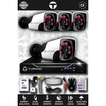Turkno 4 Kameralı Pania 4 Dış Kamera Set 100 GB HDD Full HD Gece Görüşlü Güvenlik Kamerası Sistemi