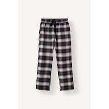 Defacto Regular Fit Ekose Desenli Beli Bağcıklı Uzun Boy Flanel Pijama Altı H7620ax26aunv135 Lacivert-nv135