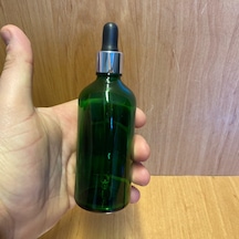 100ml Yeşil Cam Damlalıklı Şişe , Gümüş Metal Kapak , 100 Cc Yeşi