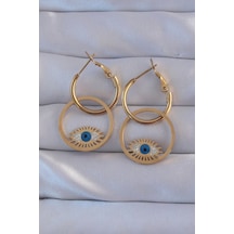 316l Çelik Gold Renk Zirkon Taşlı M.i Göz Tasarımlı Halka Küpe - Tj-bkp9161 Çok Renkli