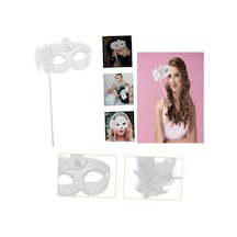 Beyaz Işıltılı Tutmalı Fotoğraf Çekimi Maskesi 18x29 Cm