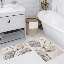 Rovigo Home Baskılı Kaymaz Taban 2 Li Banyo Paspas Takım Rvg5206-100X60-60X50 Çok Renkli