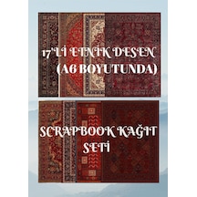 A6 Boyutunda 17'li Otantik Halı Desen Yapışkanlı Scrapbook Kağıt Seti