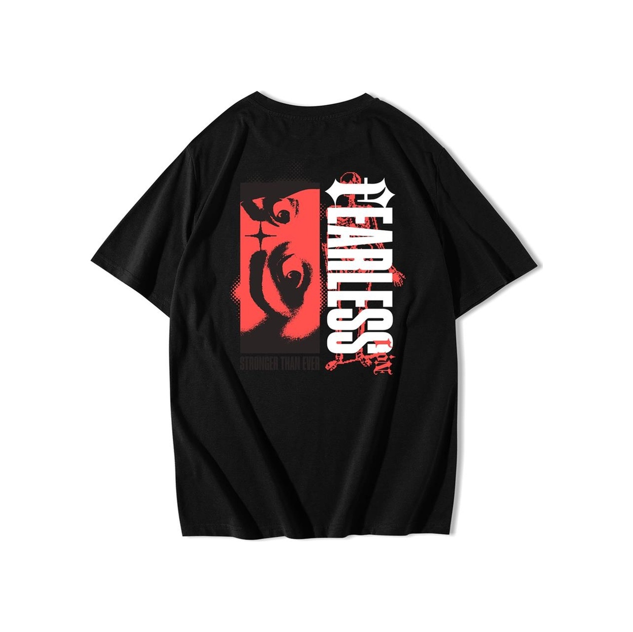 Brz Collection Oversize Unisex Fearless T-shirt Siyah