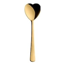 Kalp Şekilli Dondurma Ve Tatlı Kaşığı, Çelik, 6 Adet, Çok Renkli, 18 Cm, Altın Renk Kaplama