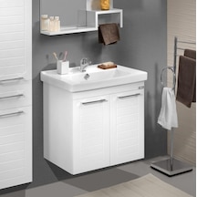 Orka Perge 65 Cm Beyaz Banyo Dolabı Alt Modül Ve Lavabo Beyaz