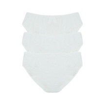Magic Form 555 Düz Penye Kumaşlı 3 Lü Paket Yüksek Bel Normal Külot-beyaz Beyaz