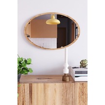 Ayna Oval Meşe Antre Hol Koridor Salon Mutfak Banyo Wc Makyaj, 52x70 Çok Renkli