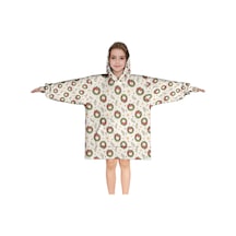 Noel Temalı 6-13 Yaş Çocuk Giyilebilir Battaniye Hoodie, Kalın Peluş, Büyük Boy-a118 Krem - Pembe