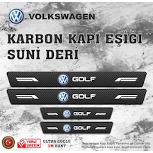 Volkswagen Golf Uyumlu Deri Karbon Kapı Eşiği Koruyucu Bant 4 Adet