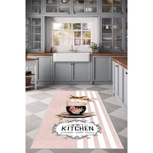 West Home Dijital Baskı Yıkanabilir Kaymaz Taban Mutfak Halısı Wh 436 Rose