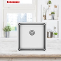 Dominoks Biga 40 Polisajlı 40 x 40 Tezgah Altı Krom Eviye