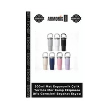 500ml Mat Ergonomik Çelik Termos Mor Kamp Ekipmanı Ofis Gereçleri Seyahat Eşyası