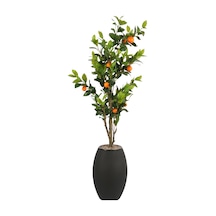 Yapay Çiçek Sitesi Siyah Fiber Saksıda Portakal Ağacı 220 Cm Yeşil
