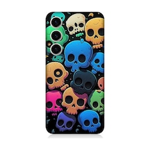 Samsung Galaxy S23 Uyumlu Silikon Kılıf Renkli Kurukafalar