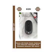 Mouse Çift Modlu Sessiz Kablosuz Fare Tm16 Gri Teknolojik Ürün Masaüstü Aksesuar Ofis Gereci