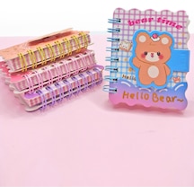 Hello Bear Cırtlı Cep Boy Sevimli Ayıcık Mini Not Defteri 7x8 Cm - Mavi