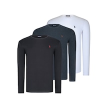 Üçlü Set T8588 Dewberry Yuvarlak Yaka Erkek Sweatshırt-siyah-beyaz-antrasit Siyah-beyaz-antrasit