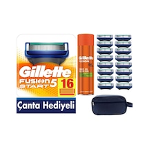 Fusion Start 16 Yedek Tıraş Bıçağı - Gillette Fusion 5x 200 Ml Jel - Çanta