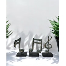 3'lü Müzik Notası Dekoratif Obje - Yeşil
