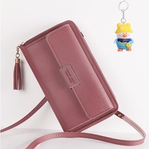 Silkroadselect Runxi Life Hall Büyük Kapasiteli Cep Telefonu Çantası Küçük Omuz Crossbody Fermuarlı Çanta Koyu Pembe