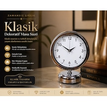 Noble Time 25 X 20 Cm Metal Krom Masa Saati Klasik Seri