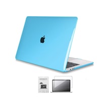 13" Apple Uyumlu MacBook Pro A2338 M1 Kristal Mavi Kılıf Koruyucu + Ekra