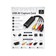 Usb 2.0 Av Video Capture Card Analog Görüntü Ses Dijital Dönüştürücü Kartı Easycap Uyumlu Kamera Dv Vhs Vcr Dvd Oynatıcı Laptop Masaüstü Pc Sürücüsüz Tak Çalıştır Kayıt Kartı Rca S-video