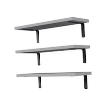 Suntek 3 Adet Duvara Monte Ahşap Yüzer Raflar Banyo Için Gri