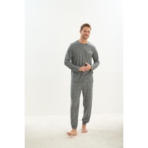 Sevim Erkek Uzun Kol Gri Melanj Pijama Takım C4t2n5o9 001