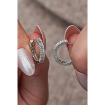 Nereze 925 Ayar Gümüş Rodyum Kaplama Baget Taşlı 15 Mm Tamtur Küpe