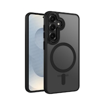 Samsung Galaxy S25 İçin Symple Serisi Magsafe İle Uyumlu Metal Alaşım Lens Çerçeveli Ve Metal Tuş Takımlı Ultra Güçlü Darbeye Dayanıklı Yumuşak Silikon Mat Kılıf