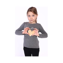 Toontoy Kids Toontoy Kız Çocuk Baskılı Tişört Antrasit