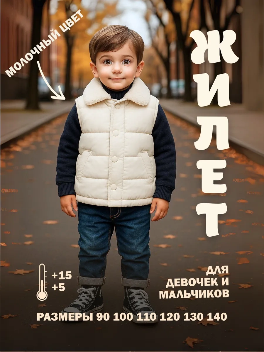 Koab Çocuklar İçin Yelek, Kolsuz, Isı Yalıtımlı 170272847 Sütlü