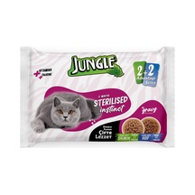 Jungle 100 4'lü Pouch Kedi Maması Kısır Somon & Biftek Jngf-002 24'li Paket