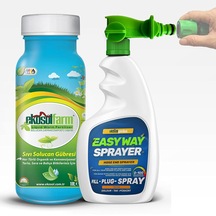 Farm Easy Way Hortum Ucu Sprayer + 1 Litre Ekosolfarm Sıvı Solucan Gübresi - Çim Ve Tüm Bahçe Bitkileri İçin Hort 0,250