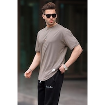Madmext Vizon Basic Oversize Erkek Tişört 7012-vizon Vizon