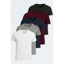 Slazenger Sander Ktn 5 Li Set Erkek Beyaz - Gri - Siyah - Lavivert - Bordo Tişört