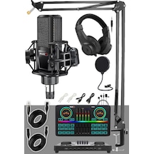Midex Mx-2020 Effective Set Efektli Ses Kartı Mikrofon Kulaklık Stand Kayıt Canlı Yayın Seti Pc Ve Telefon