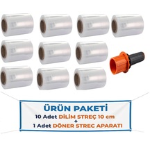 El Paketleme Ambalaj Streci & Oto Direksiyon Dilim Streç 10cm 10 Adet + Palet Streç Filim & Dilim Streç Döner Kollu Sarma Aparatı 1 Adet Kırmızı