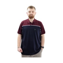 Mode Xl Büyük Beden Erkek T-shirt Polo Yaka Renk Bloklu Deer U24324 Lacivert Lacivert